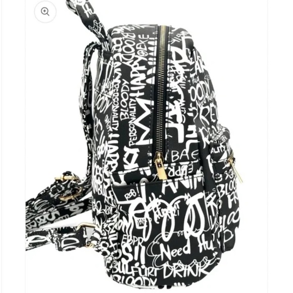 Calessa Black and White Graffiti Style Backpack NWT - Picture 2 of 2
